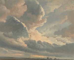 Studie van wolken met een zonsondergang nabij Rome